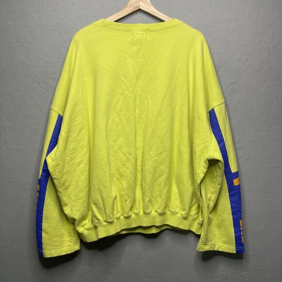 X2 Seoul Collection American Flag Oversized Lime Sweatshirt One Size - Picture 6 of 7